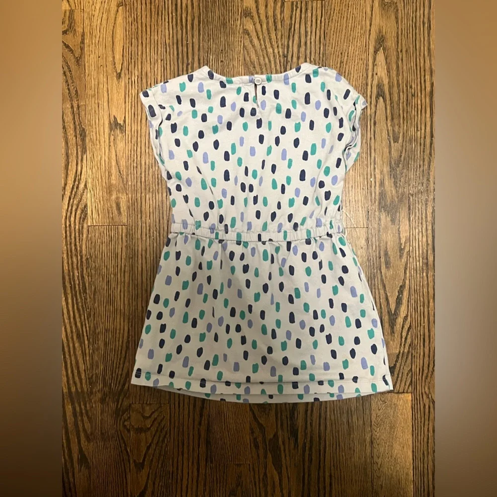 Gymboree Light Gray Dress with Navy and Teal Dot Accents